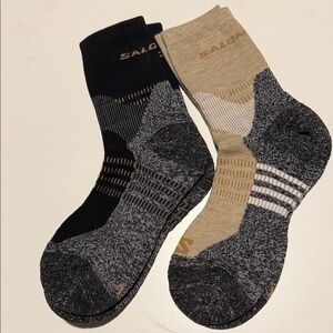 Salomon Men's Black and Tan Athletic Socks